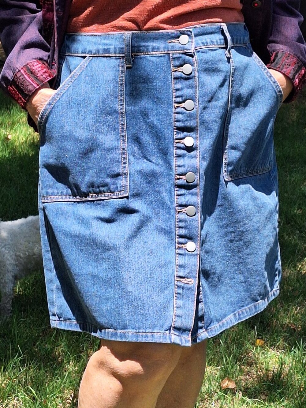 Denim Jean Skirt Button Front.